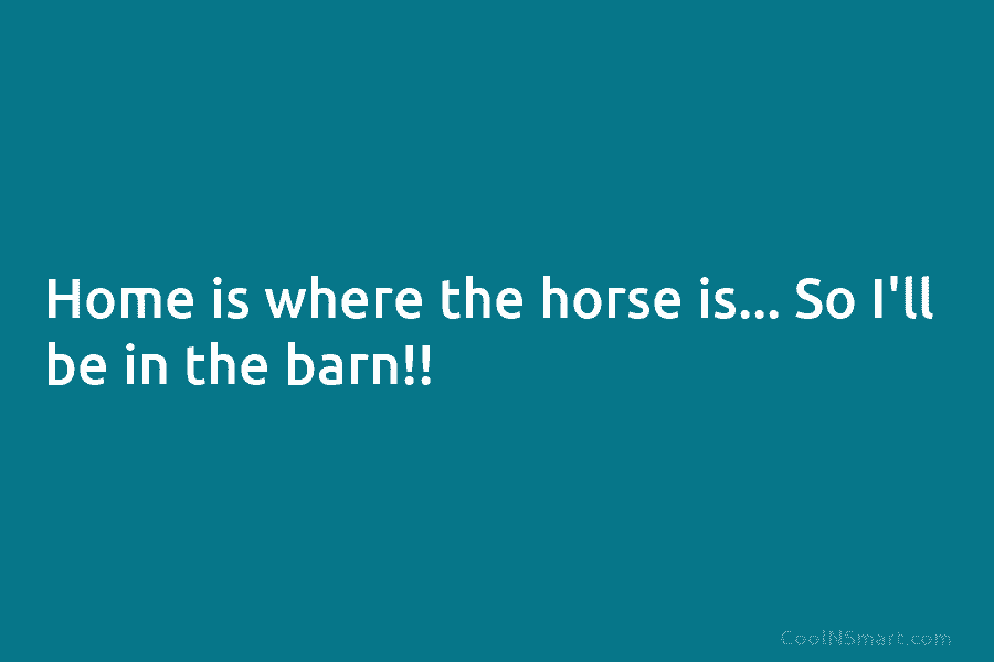 Home is where the horse is… So I’ll be in the barn!!