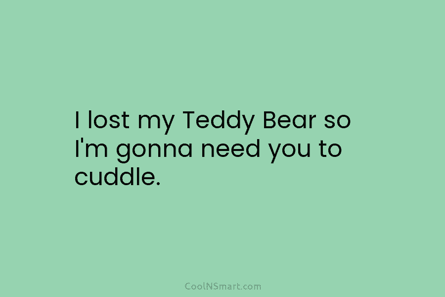 I lost my Teddy Bear so I’m gonna need you to cuddle.