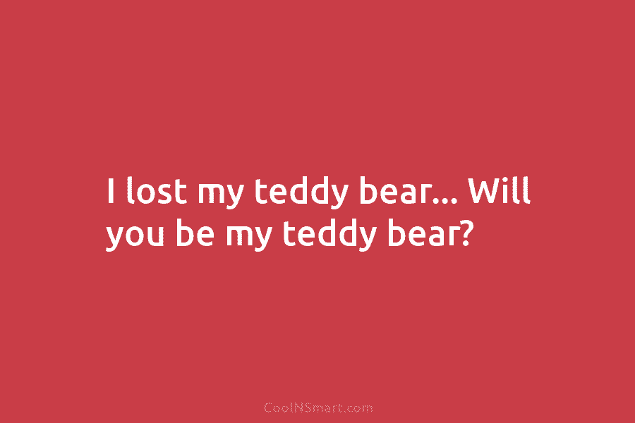 I lost my teddy bear… Will you be my teddy bear?