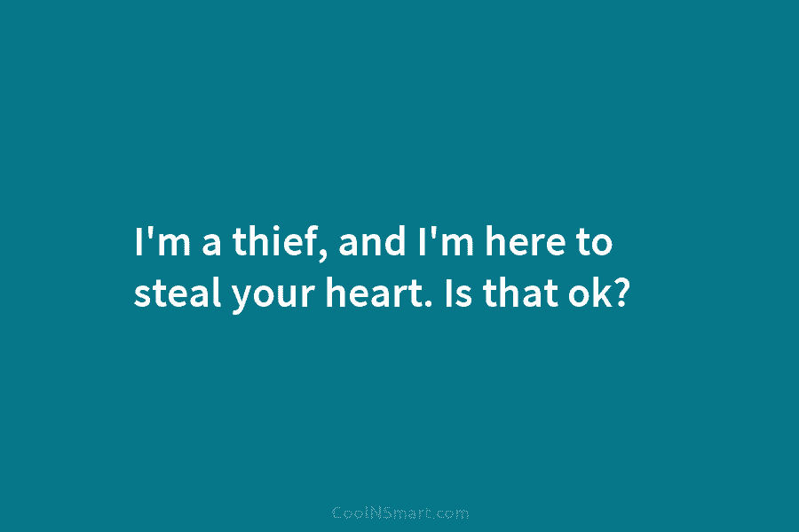 I’m a thief, and I’m here to steal your heart. Is that ok?