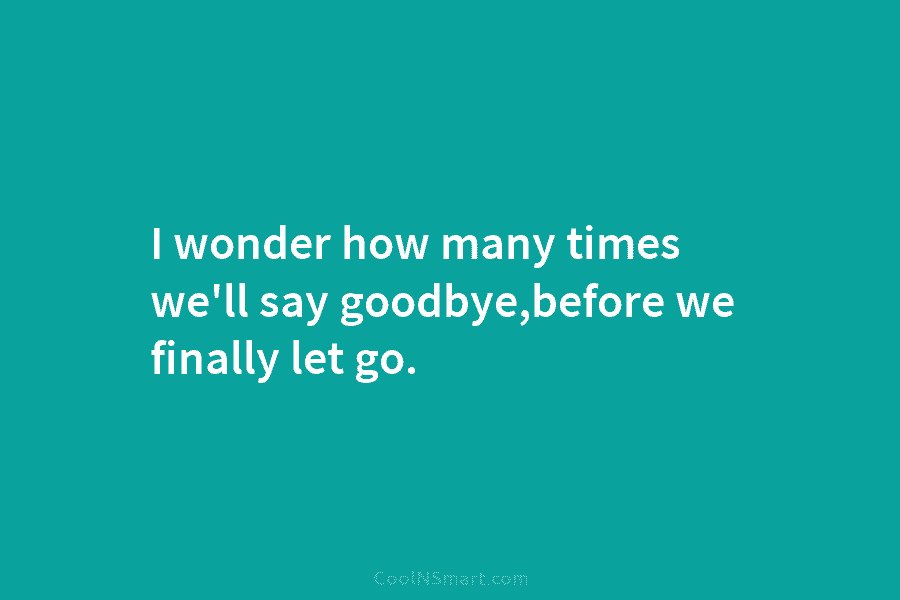I wonder how many times we’ll say goodbye,before we finally let go.