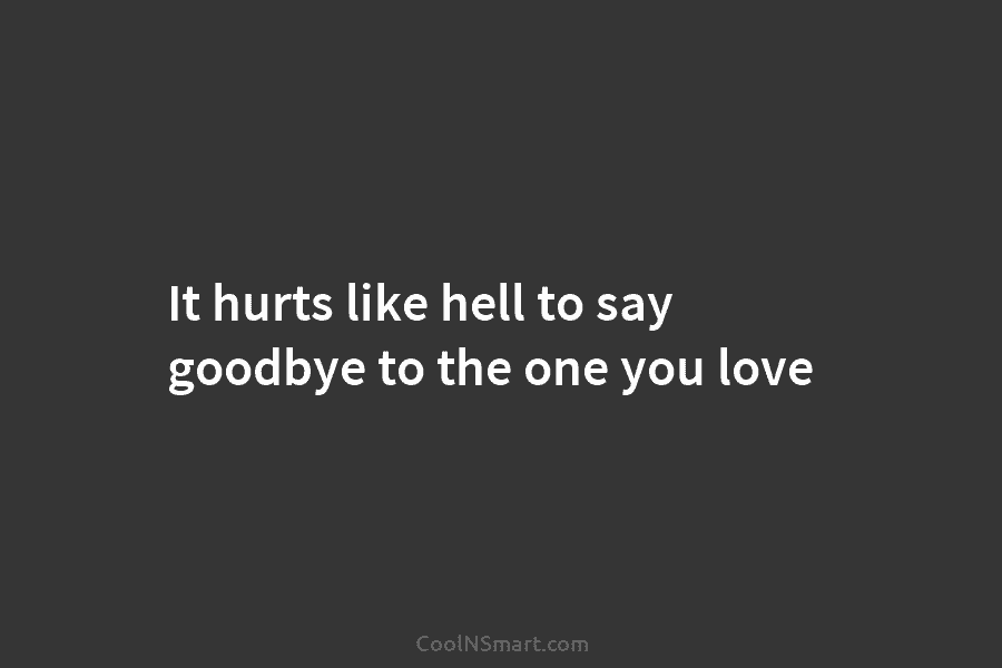 It hurts like hell to say goodbye to the one you love