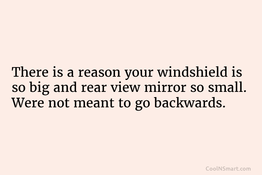 There is a reason your windshield is so big and rear view mirror so small....