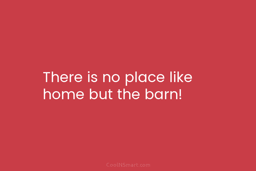 There is no place like home but the barn!