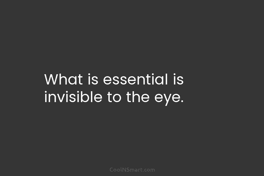 What is essential is invisible to the eye.