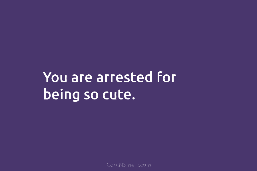 You are arrested for being so cute.