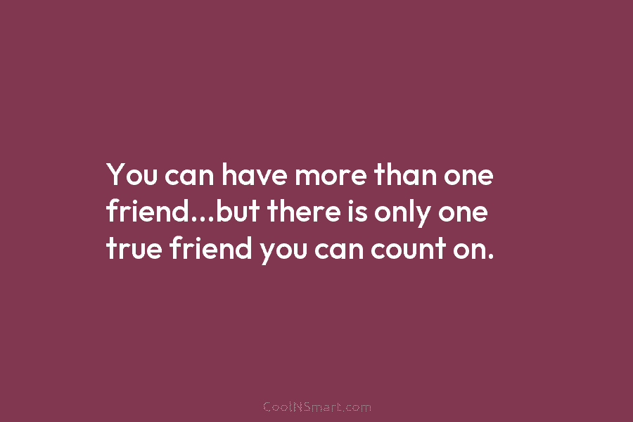 You can have more than one friend…but there is only one true friend you can...