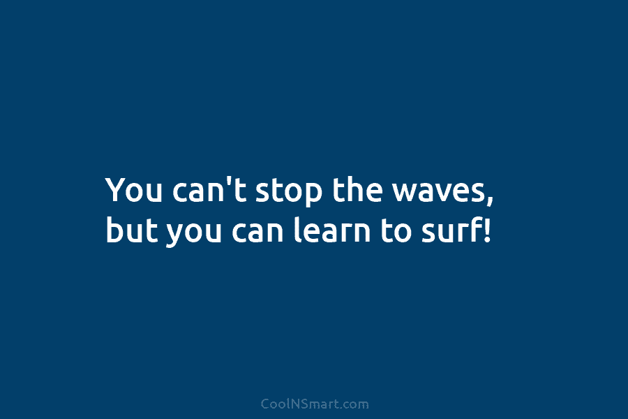 You can’t stop the waves, but you can learn to surf!