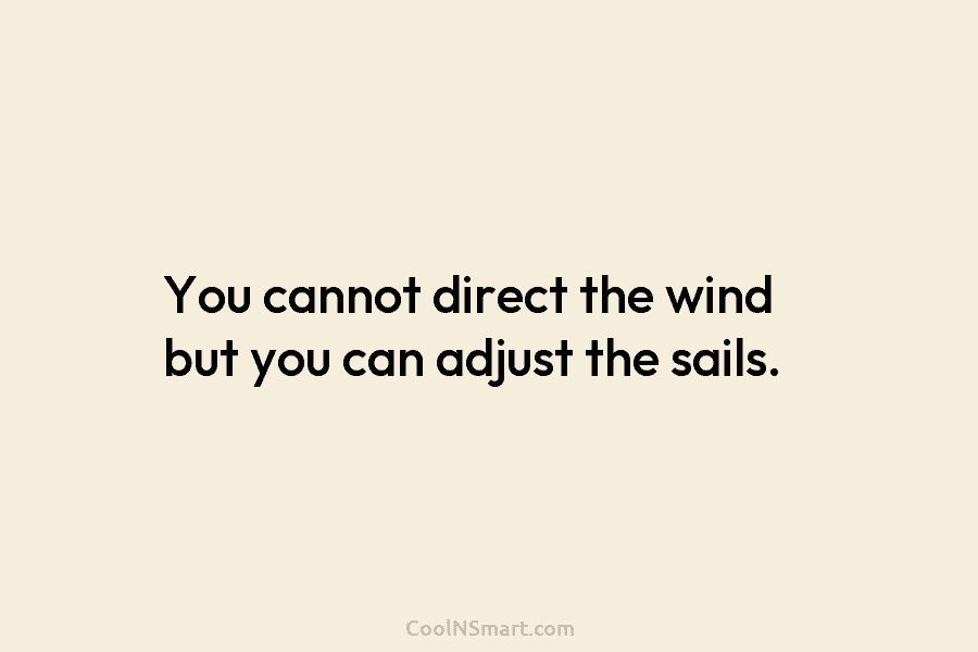 You cannot direct the wind but you can adjust the sails.