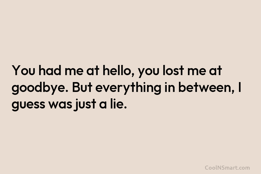 You had me at hello, you lost me at goodbye. But everything in between, I...