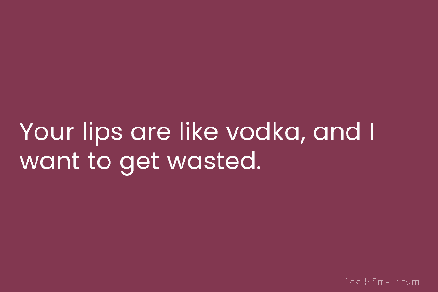 Your lips are like vodka, and I want to get wasted.