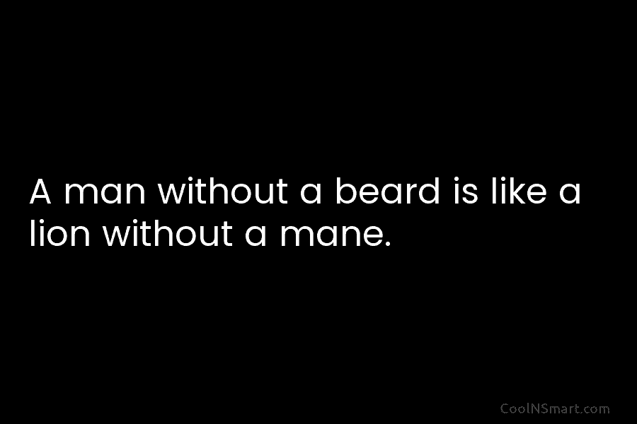 A man without a beard is like a lion without a mane.