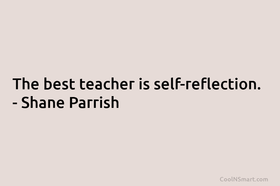 The best teacher is self-reflection. – Shane Parrish