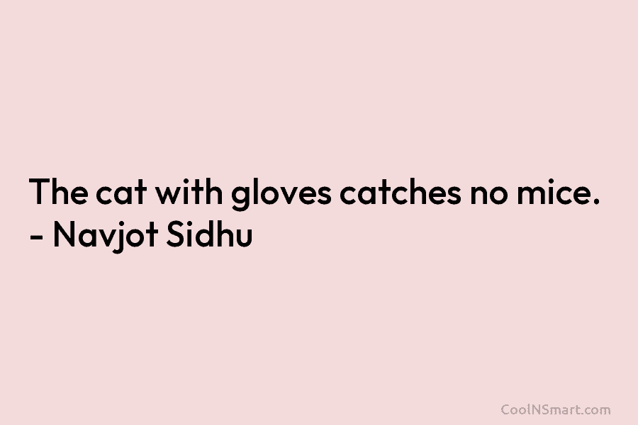 The cat with gloves catches no mice. – Navjot Sidhu