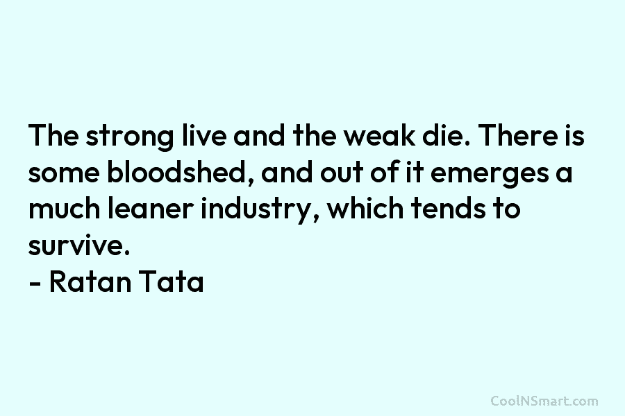 The strong live and the weak die. There is some bloodshed, and out of it emerges a much leaner industry,...