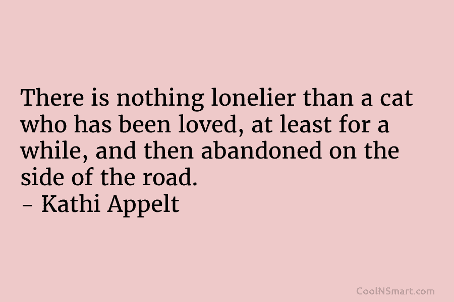 There is nothing lonelier than a cat who has been loved, at least for a...