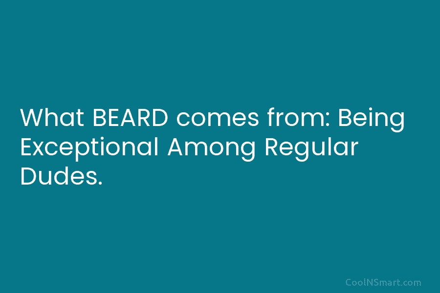 What BEARD comes from: Being Exceptional Among Regular Dudes.