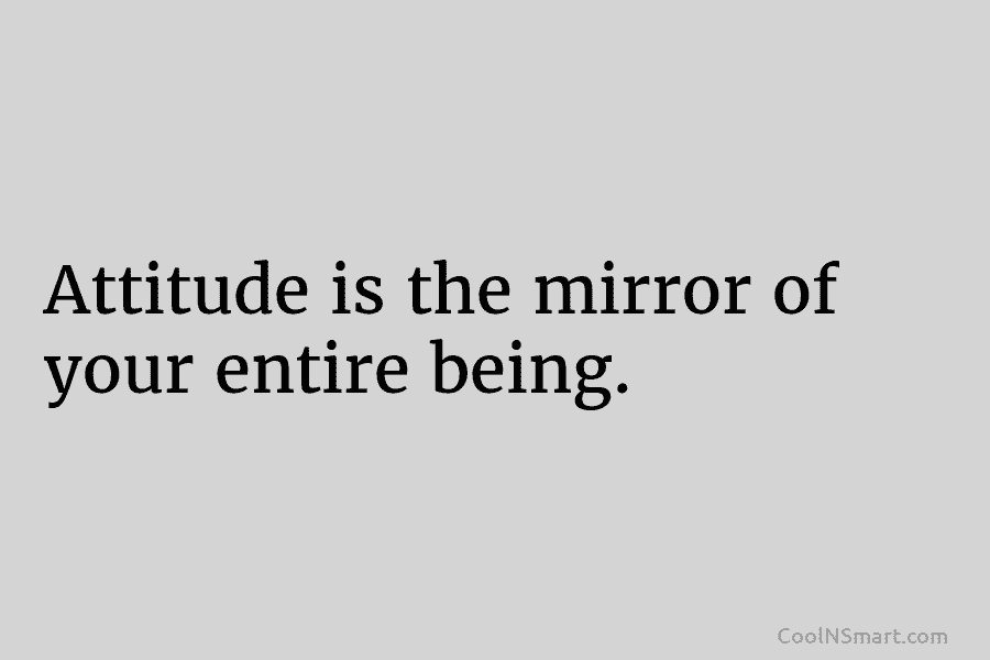 Attitude is the mirror of your entire being.