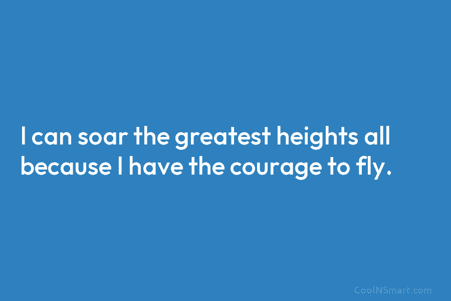 I can soar the greatest heights all because I have the courage to fly.