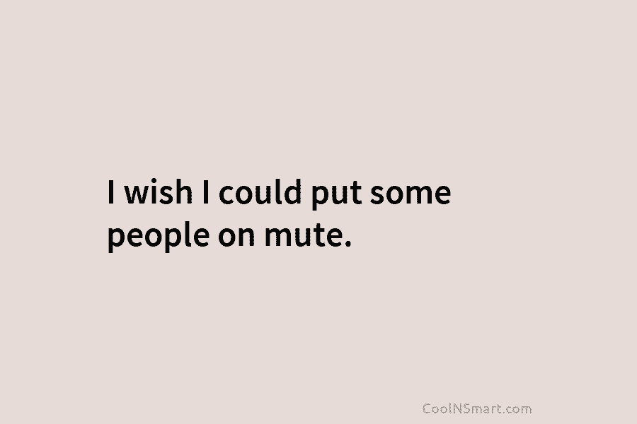 I wish I could put some people on mute.