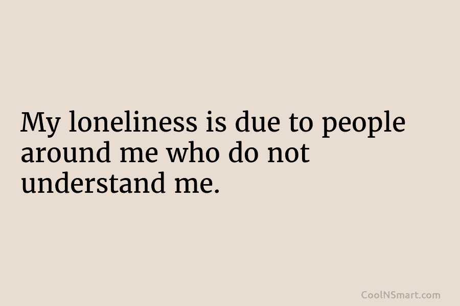 My loneliness is due to people around me who do not understand me.