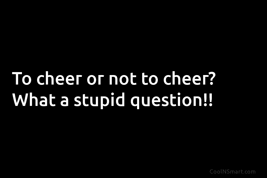 To cheer or not to cheer? What a stupid question!!