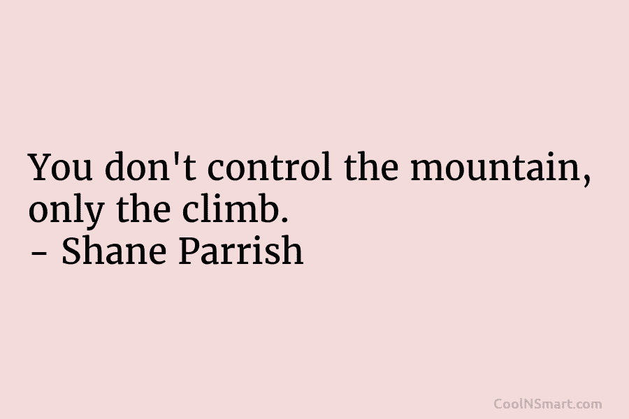 You don’t control the mountain, only the climb. – Shane Parrish
