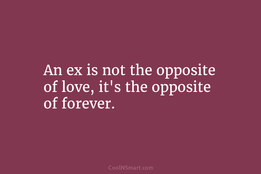 An ex is not the opposite of love, it’s the opposite of forever.