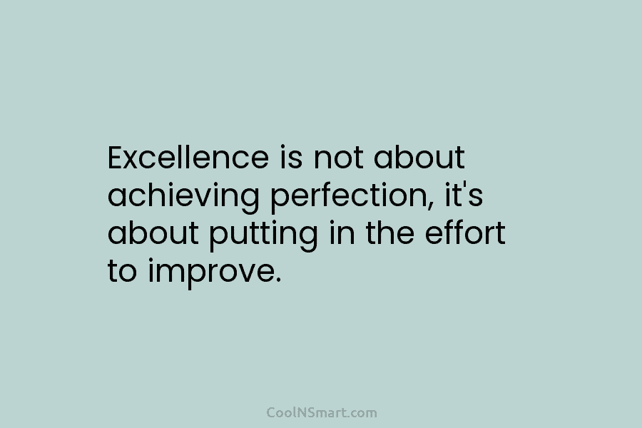 Excellence is not about achieving perfection, it’s about putting in the effort to improve.