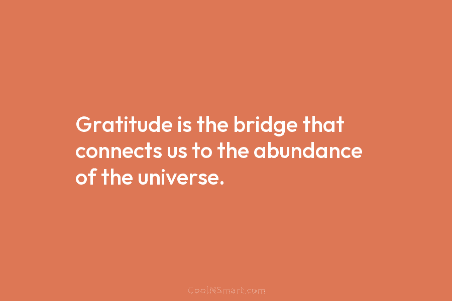 Gratitude is the bridge that connects us to the abundance of the universe.
