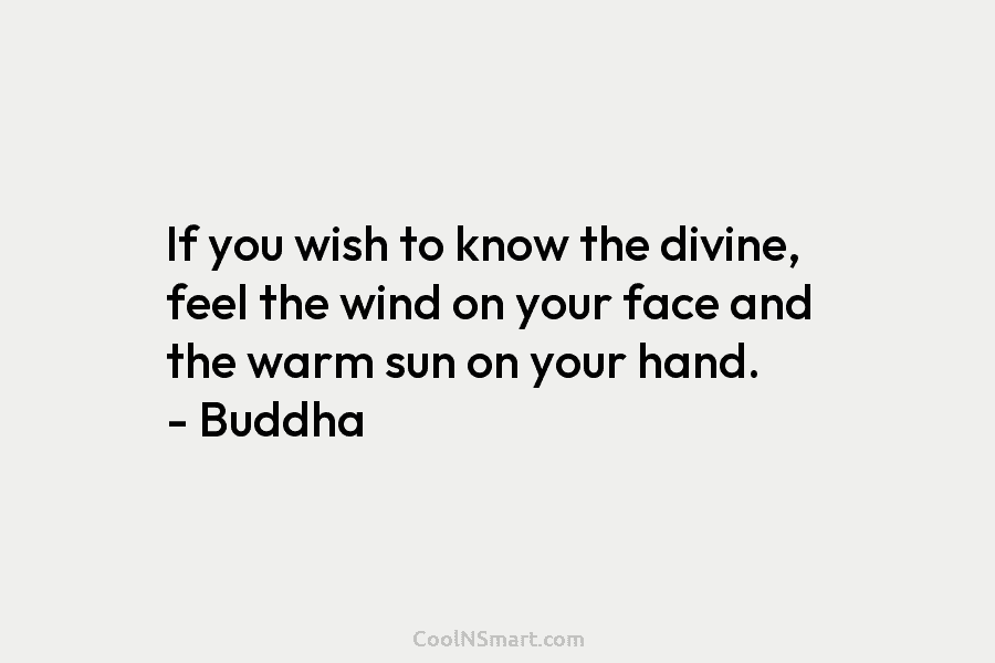 If you wish to know the divine, feel the wind on your face and the...