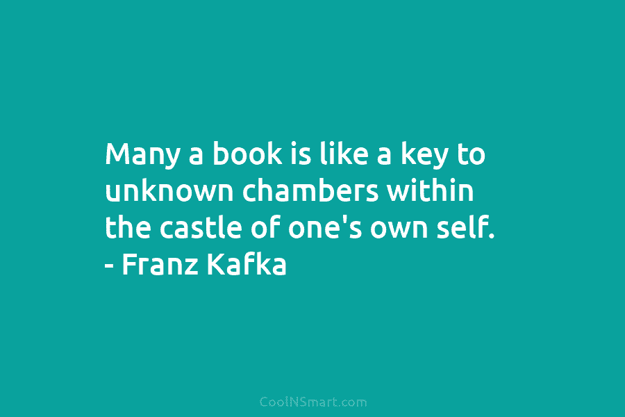Many a book is like a key to unknown chambers within the castle of one’s own self. – Franz Kafka