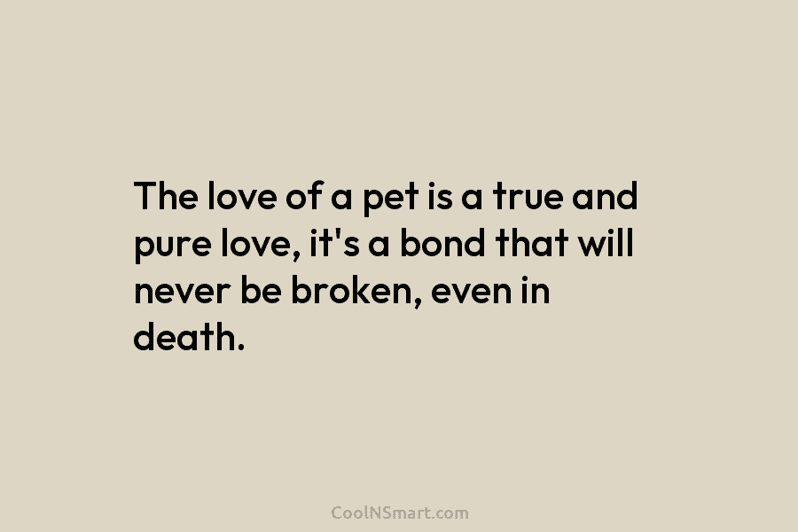 The love of a pet is a true and pure love, it’s a bond that will never be broken, even...