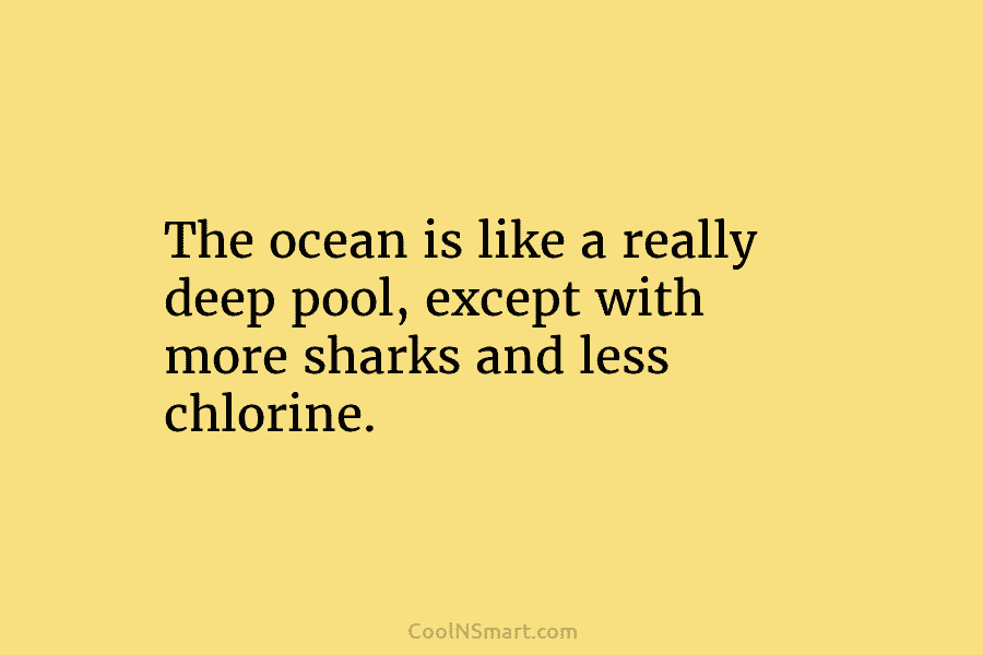 The ocean is like a really deep pool, except with more sharks and less chlorine.