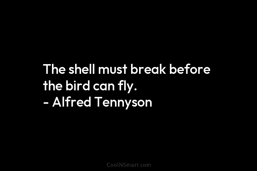 The shell must break before the bird can fly. – Alfred Tennyson