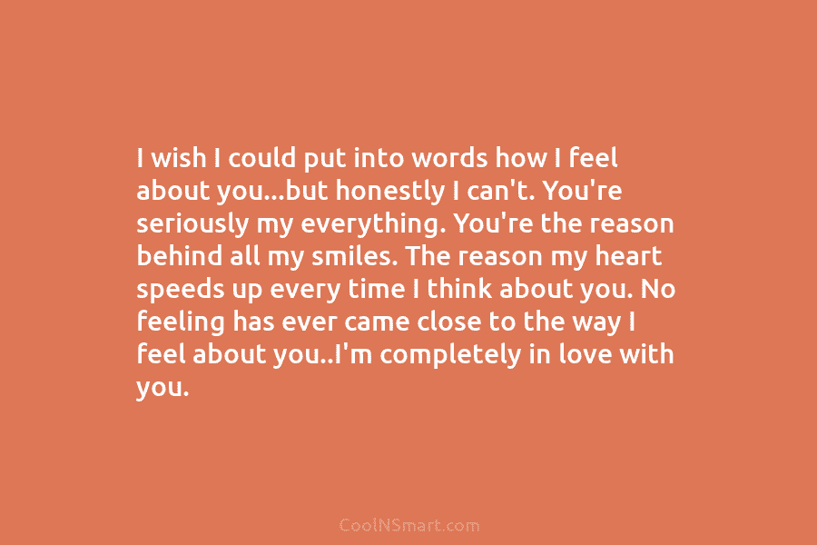 I wish I could put into words how I feel about you…but honestly I can’t....