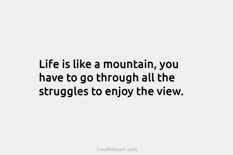Life is like a mountain, you have to go through all the struggles to enjoy...