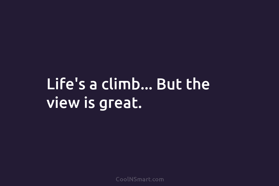 Life’s a climb… But the view is great.
