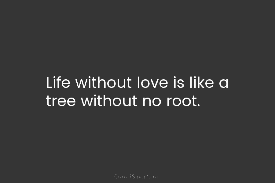 Life without love is like a tree without no root.