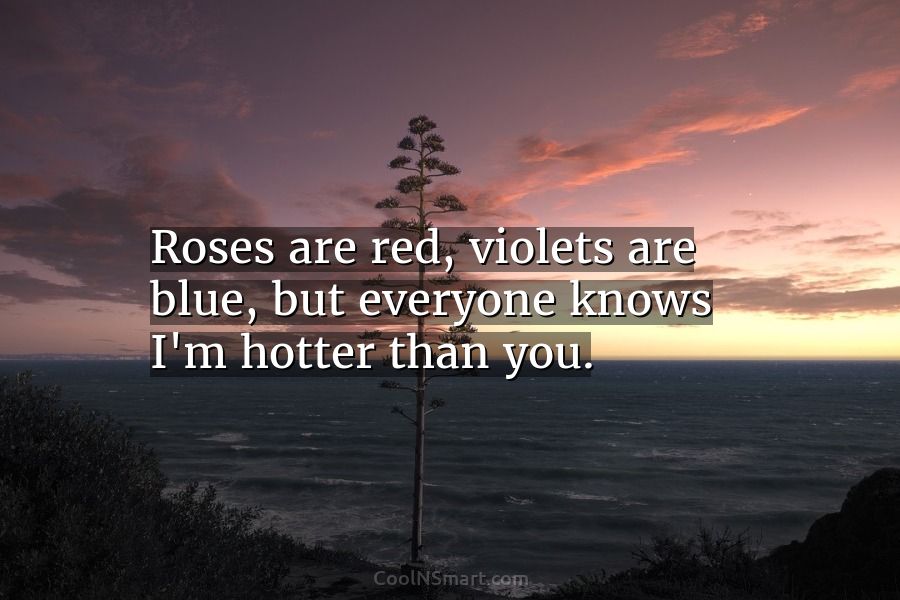 Quote: Roses are violets are blue, but knows hotter than... - CoolNSmart