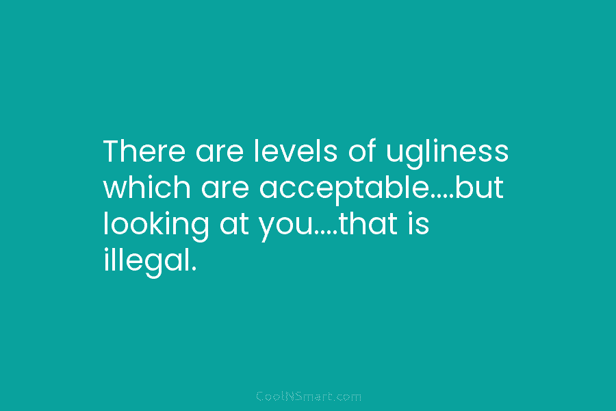 There are levels of ugliness which are acceptable….but looking at you….that is illegal.