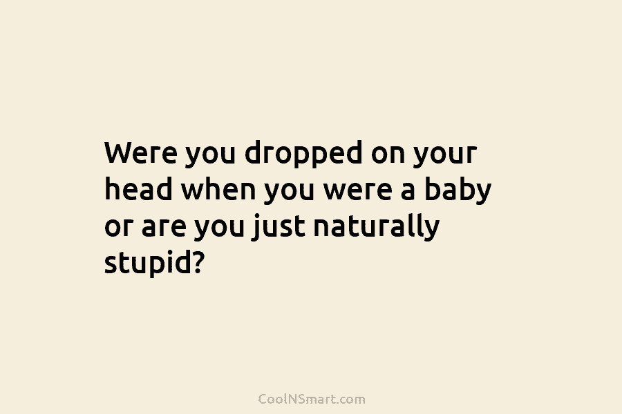 Were you dropped on your head when you were a baby or are you just naturally stupid?