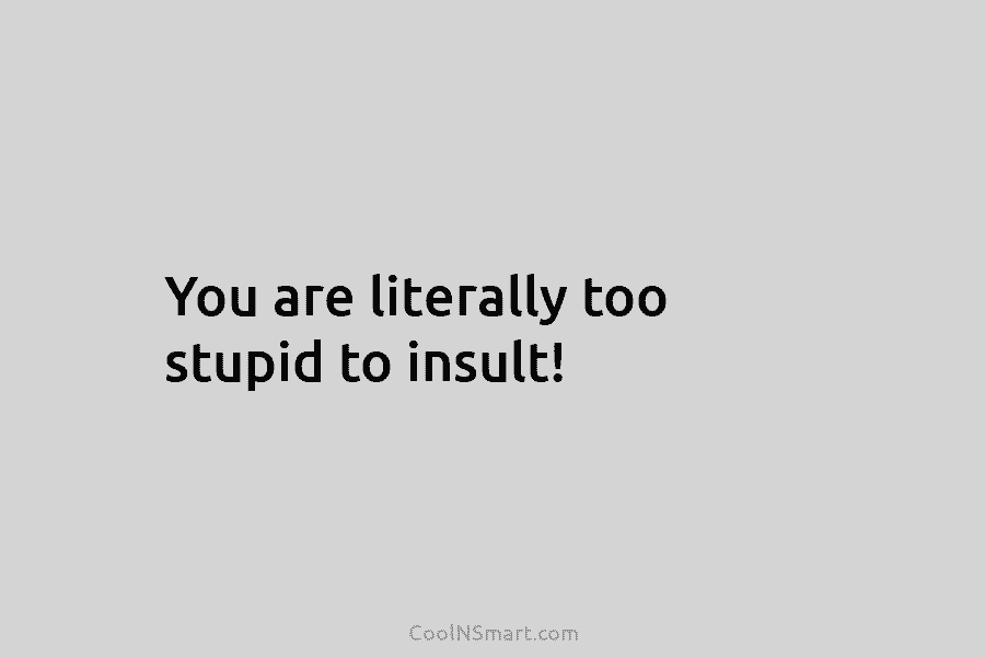 You are literally too stupid to insult!