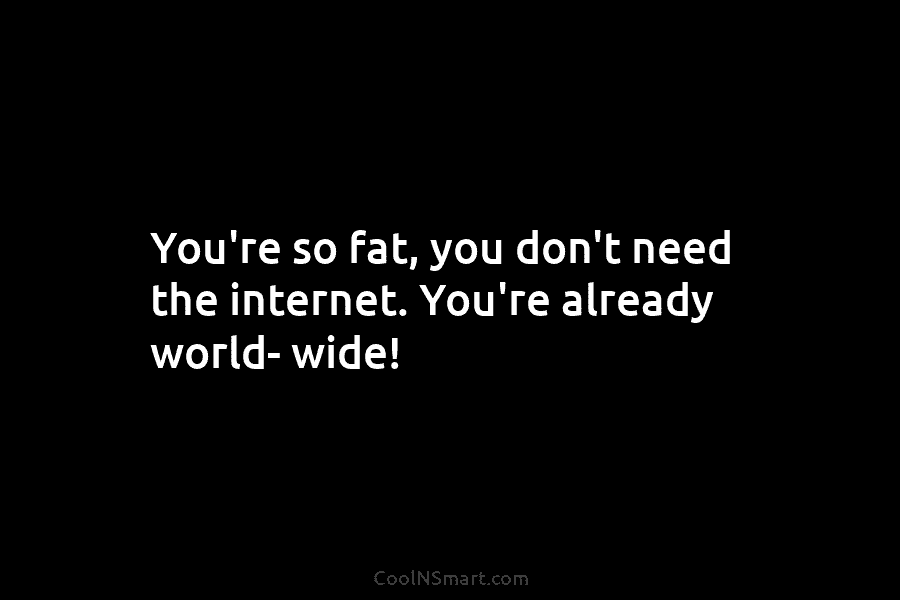 You’re so fat, you don’t need the internet. You’re already world- wide!