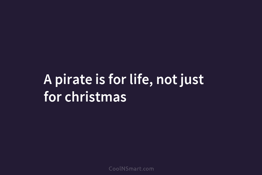 A pirate is for life, not just for christmas