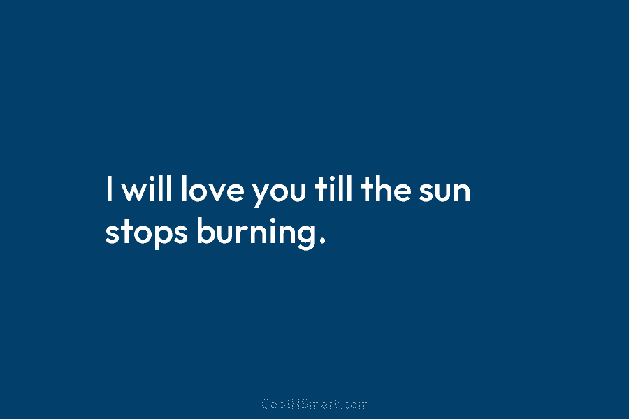 I will love you till the sun stops burning.