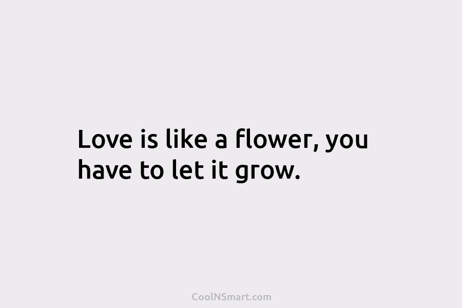 Love is like a flower, you have to let it grow.