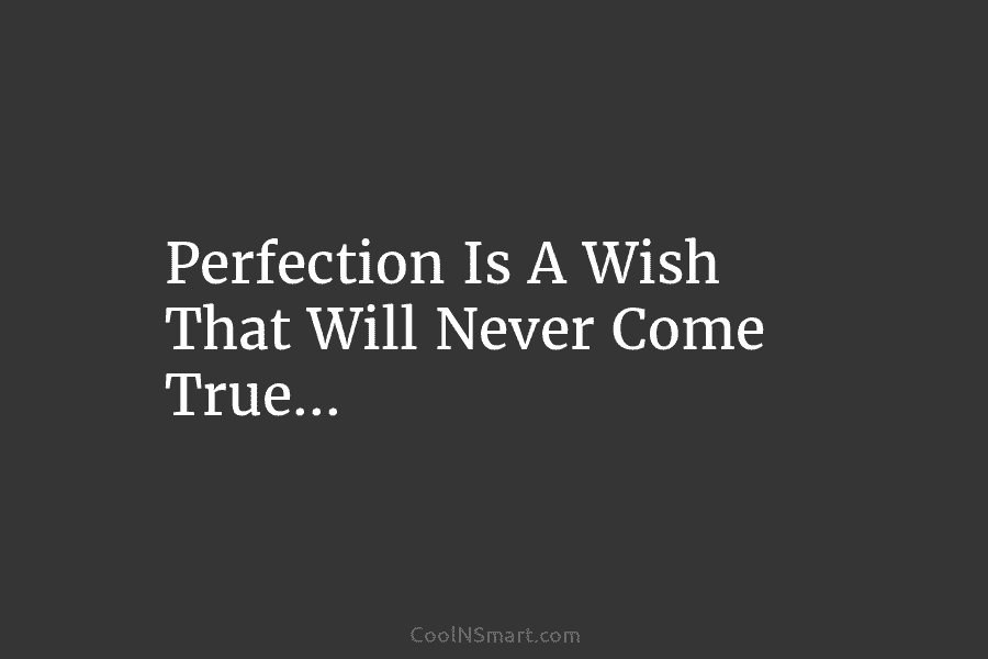 Perfection Is A Wish That Will Never Come True…