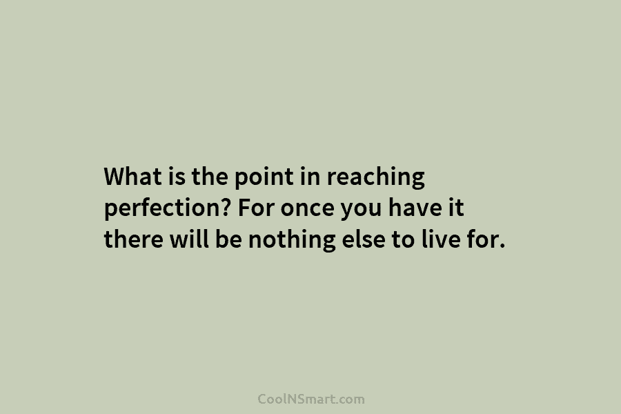 What is the point in reaching perfection? For once you have it there will be...