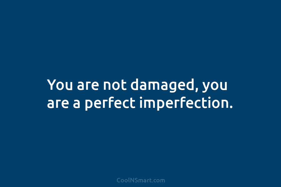 You are not damaged, you are a perfect imperfection.